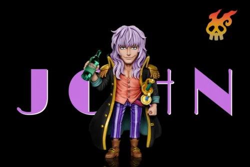 "Playful chibi Captain John One Piece figure by A+ Studio, featuring vibrant colors and a dynamic pose, perfect for fans."