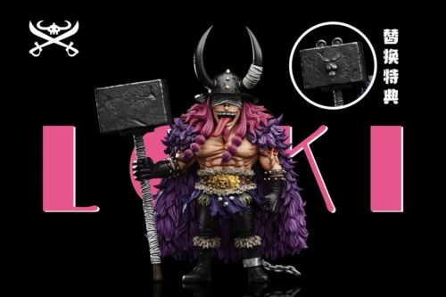 A Plus Studios's premium One Piece Prince Loki statue in a dynamic battle pose, showcasing an anime-accurate, reimagined sculpt with powerful presence.