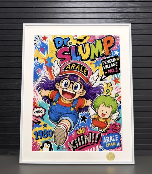 "Limited Edition Graffiti Arale Decorative Painting, showing vibrant urban graffiti art with bold colors and unique Dr. Slump details."