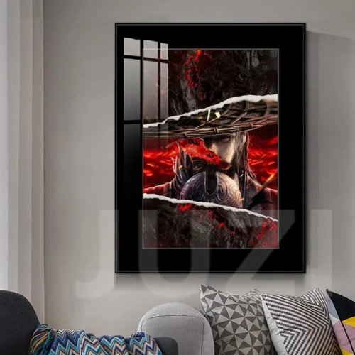 "Detailed views of the Yuan Tiangang art print showcase its premium HD quality, fade-resistant finish, and elegant alloy frame, embodying a powerful."