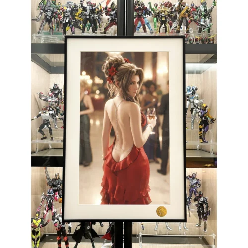 "A gallery displaying various angles and fine artistic details of the limited edition Final Fantasy Aerith Banquet premium decorative painting."