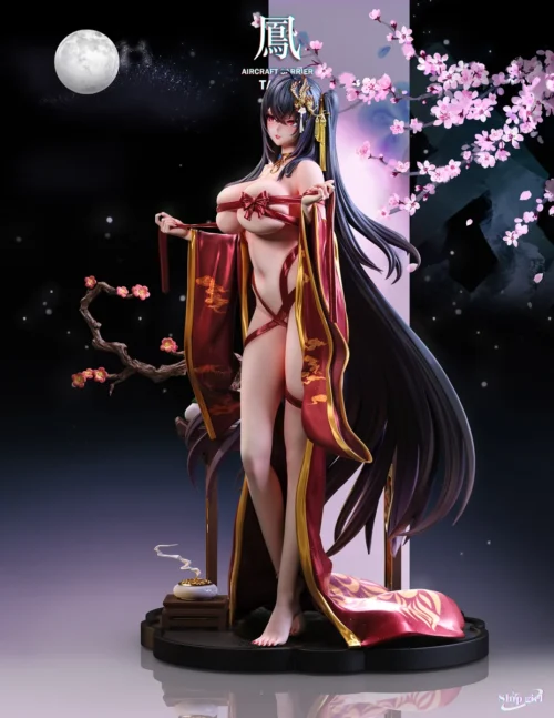 "Limited Edition 1/4 Scale Azur Lane Taihou resin statue, showcasing intricate phoenix-inspired details and opulent traditional attire."