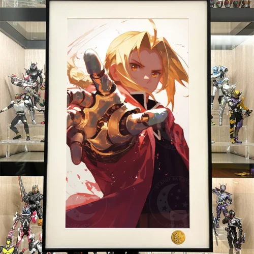 "Edward Elric Fullmetal Alchemist Cosmic Art Print gallery, showcasing premium vibrant details, unique angles, and hand-numbered limited edition."