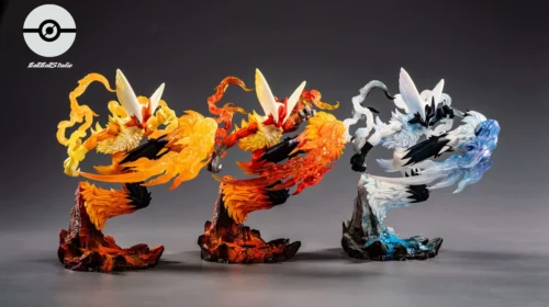 "Dynamic Limited Edition Multi-Color Mega Blaziken figure, a premium Pokemon statue with exclusive vibrant details and a powerful fiery stance."