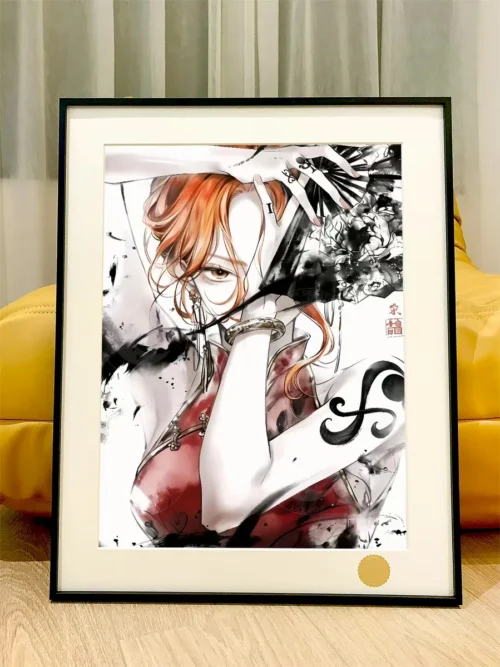 Limited Edition Nami ink wash decorative painting by Xingkong Studio, showcasing a dynamic Nami against a celestial backdrop.