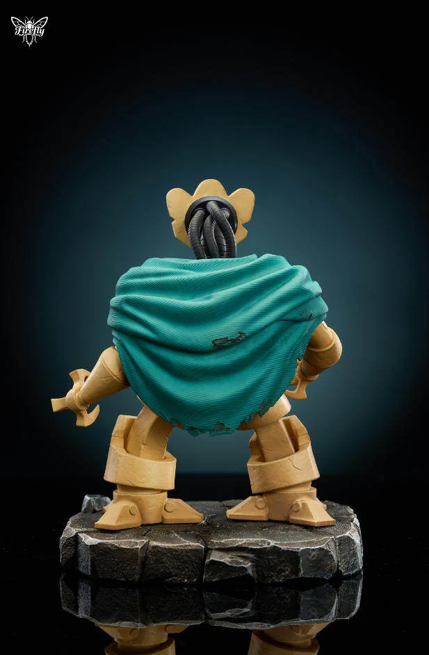 Slay the Spire 2 Defect resin statue. Detailed views show its glowing light-up core, mystical creature, dynamic pose, and rugged base.
