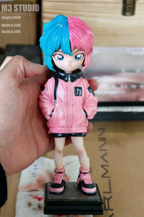 "Stunning Haibara Ai Cyberpunk Q-Version collectible figure, a chibi-style Detective Conan statue blending classic anime with dystopian aesthetics."