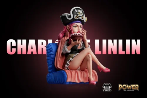 "Detailed views of the YZ Power Studio Big Mom One Piece figure, highlighting her unique suit, ornate sofa, and intricate sculpting."