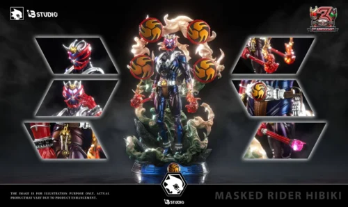 "Kamen Rider Hibiki LB-Studio Ultra-Limited Edition resin statue featuring stunning iridescent purple masterpiece paintwork in a dynamic pose."