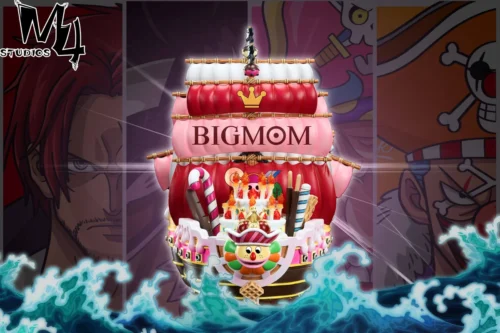 "Vibrant, highly detailed M4 Studio Queen Mama Chanter One Piece limited edition statue, showcasing Big Mom's iconic pirate ship."