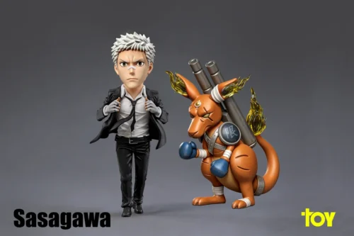 "Limited Edition WCF Scale Ryohei Sasagawa and Hanagaru statue from Katekyo Hitman Reborn! showcasing their dynamic, energetic pose. "