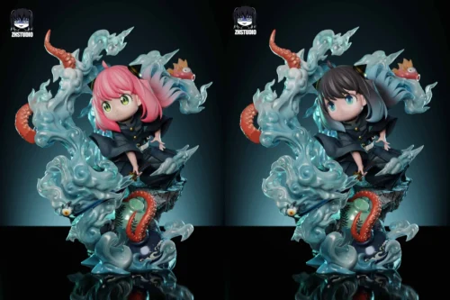 "Exclusive Muichiro Anya Crossover 'Smoke Girl' resin statue. Dynamic fan-art collectible with dramatic smoke effects, available in dual colors."