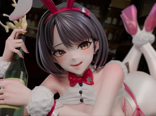 "Milke, the Flowery Rabbit 1/6 resin statue. Elegant bunny-girl, delicate floral accents, dynamic pose, and premium sculptural details."