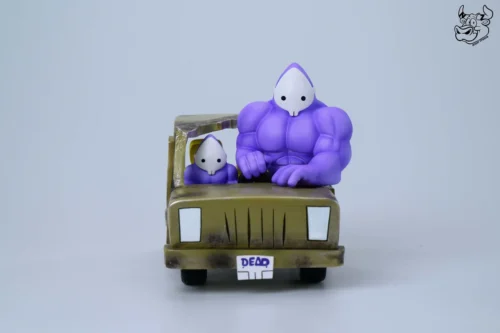 "Whack Your Little Brother Figure: Dad and Son statue in a dynamic, darkly humorous pose, capturing the vibrant, nostalgic flash animation style."