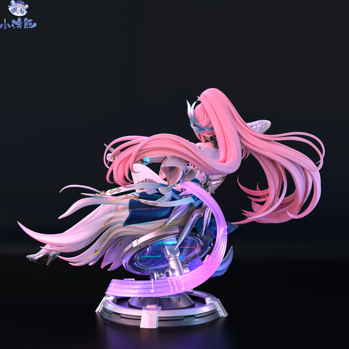 "Detailed views of the limited edition 1/6 Aimisi Original Resin Statue, highlighting the ethereal character, flowing pink hair, dynamic pose."