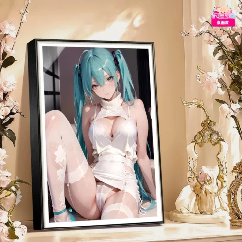 White Stockings Hatsune Miku Decorative Painting - VOCALOID - AMaoHuaShe Studio - Image 2