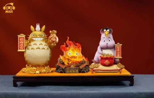 Lucky Totoro & Calcifer & Boh - My Neighbor Totoro Howl's Moving Castle Spirited Away Resin Statue - MAR Studio - Image 1