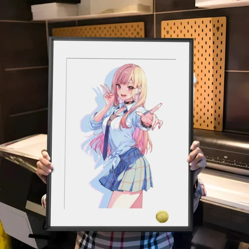 Sweet Marin Kitagawa limited edition premium art print, My Dress-Up Darling, showcasing vibrant colors and an elegant alloy frame.