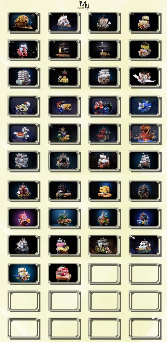 "Limited Edition M4 Studio Queen Mama Chanter One Piece statue gallery showcasing highly detailed ship model from various angles."