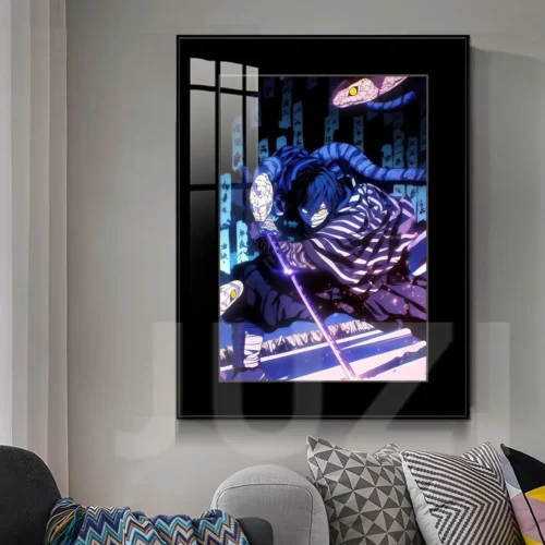 "Obanai Iguro Demon Slayer painting. Premium UV HD print, elegant alloy frame, and fade-resistant quality detailed from various angles."