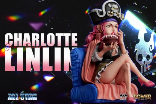 "Stunning Big Mom (Charlotte Linlin) One Piece statue in a unique suit, seated on an opulent, intricately detailed sofa by YZ Power Studio."