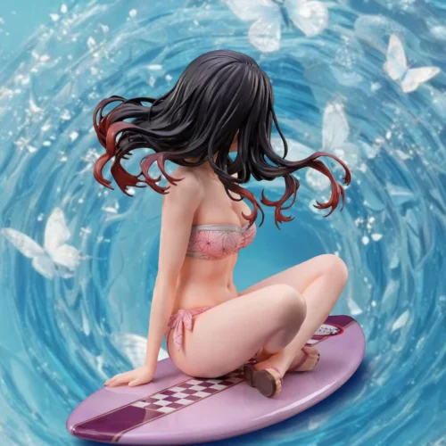 "1/6 Nezuko Kamado Swimsuit Demon Slayer statue. Premium PU details of the iconic character's dynamic summer pose, seen from all angles. Limited Editi