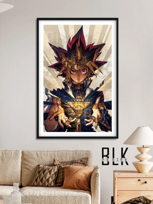 "Close-up of the elegant Yu-Gi-Oh! Baroque decorative painting, showcasing Pharaoh Yugi Muto's art and the ornate frame's intricate details."