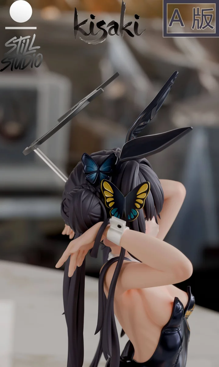 "Exclusive Blue Archive Bunny Girl 1/6 scale resin statue by Still Studio, showcasing her dynamic pose and intricate details from various angle."