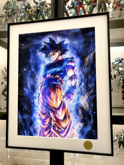 Ultra Instinct Goku Painting. Hand-numbered collectible. Vibrant cosmic details from multiple angles. Dragon Ball Super by Xingkong Studio.