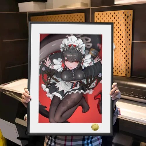 "Captivating limited edition Zenless Zone Zero Aileen Joe shark maid fan art print, an artistic anime portrait for collectors."