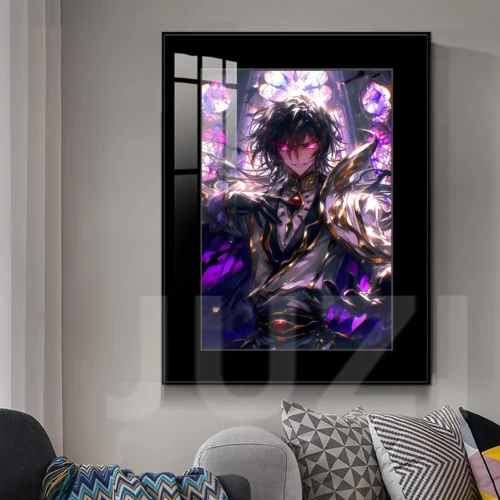 "Code Geass Lelouch Painting. Lelouch's regal Geass pose. Vibrant HD print, premium framed, detailed from multiple angles."