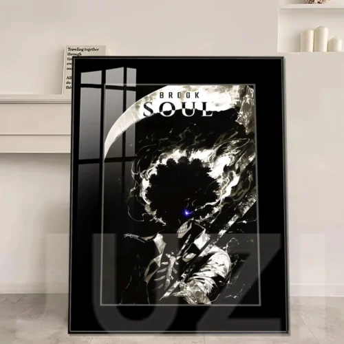 Premium One Piece Brook Soul decorative painting. Dynamic UV HD print of Brook with waning moon, framed for fade-resistant vibrancy.