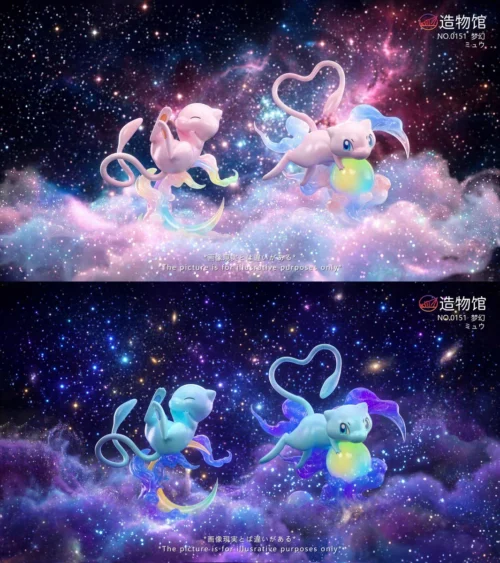 "Iconic Zao Wu Guan Studio Mew Pokemon statue, charmingly posed with vibrant original colors. This delightful Mew figure embodies its playful spirit."