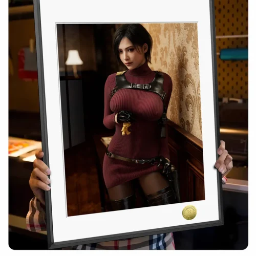 "Detailed view of the Limited Edition Ada Wong Femme Fatale decorative painting, highlighting the exquisite stylized portrait and seductive aura."