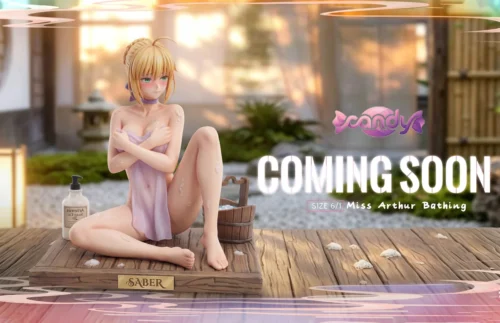 "1/5 Saber Resin Statue from Candy Studio. Features a realistic female form in a sensual bathing scene, highlighting lifelike skin and unique foam. St