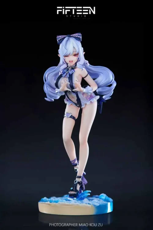 "Exquisite 1/6 scale Zenless Zone Zero Vivian swimsuit statue, dynamically posed for a beach adventure, showcasing this limited edition collectible."