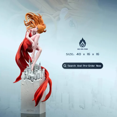 "Limited Edition 1/6 Immersed Asuka Evangelion resin statue, capturing a dynamic, emotionally charged Asuka figure in an artistic, fluid setting."