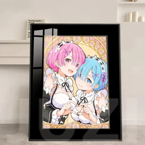 Rem & Ram Heart Gesture Decorative Painting - Re:Starting Life From Zero in a Different World - JuZi Studio - Image 1