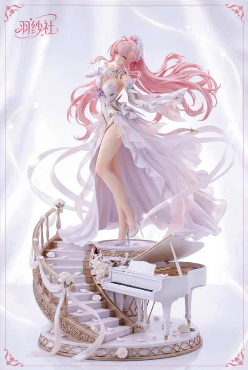 1/6 Scale Wedding Dress Version Aemeath resin statue. This exquisite, limited edition figure shows Aemeath elegantly on a grand staircase with a piano.