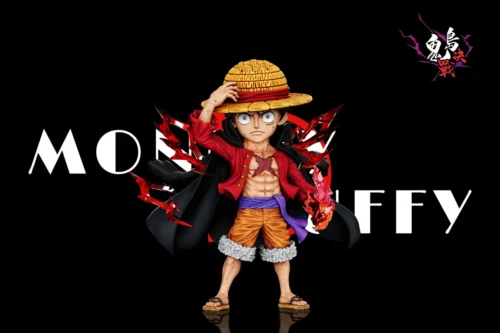 "Premium One Piece Ryuo Luffy figure with explosive Ryuo Haki effects, capturing a dynamic Onigashima battle pose. A vibrant collectible statue."
