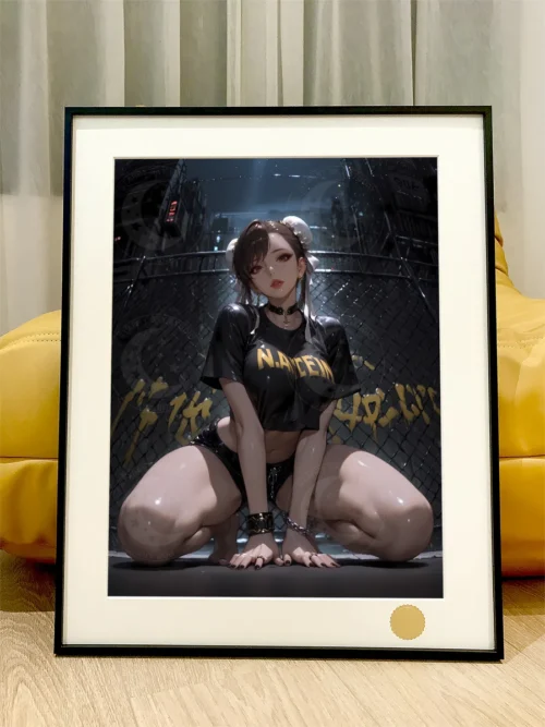 "Premium Chun-Li Street Fighter decorative painting by Xingkong Studio, an iconic, dark, and detailed limited edition framed art print."