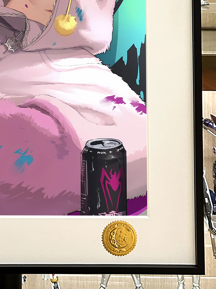 "Juri Han Graffiti Art Print, vibrant Street Fighter character with cosmic urban details. Limited edition collectible showcasing intricate artistic."
