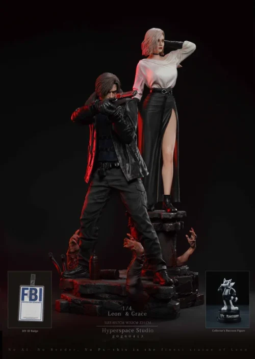 1/4 Scale Leon Scott Kennedy & Grace Ashcroft - Resident Evil Requiem Resin Statue - Hyperspace Studios - Image 1