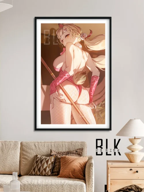 "Premium Zenless Zone Zero Alice Bunny Girl decorative painting. Gallery view highlights intricate Baroque art details and elegant design."