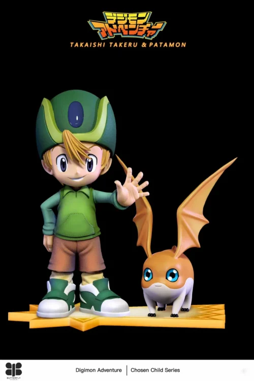 "Exquisite 1/6 & MH Scale Takeru Takaishi & Patamon Digimon Adventure statue by Butterfly Studio, showcasing dynamic details."
