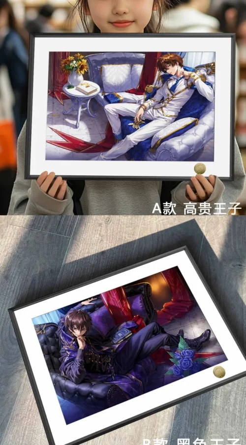 "Premium framed Code Geass Imperial Prince Lelouch Edition 2 decorative painting. Limited edition art print featuring regal Lelouch in two elegant."