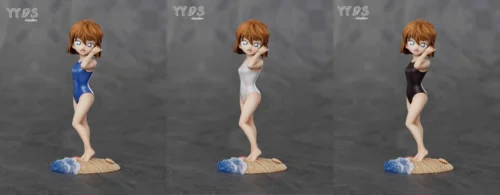 "Exquisite 1/6 scale Haibara Ai swimsuit figure by YYDS Studio, capturing a dynamic pose with a vibrant summer beach vibe. A premium Detective Conan."