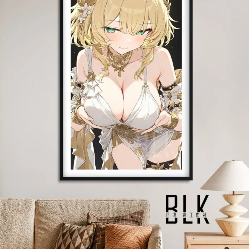 "Detailed view of the exquisite Honkai: Star Rail Aglaea decorative painting, showcasing its vibrant Baroque style and intricate golden accents."