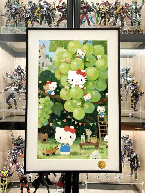 "Angled view of the premium Starry Hello Kitty Grape Kitty art print by Xingkong Studio, highlighting its vibrant colors and limited edition details."