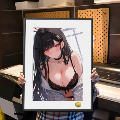 Vibrant, alluring Limited Edition Blue Archive Tsukatsuki Rio decorative painting, dynamically posed and beautifully framed.